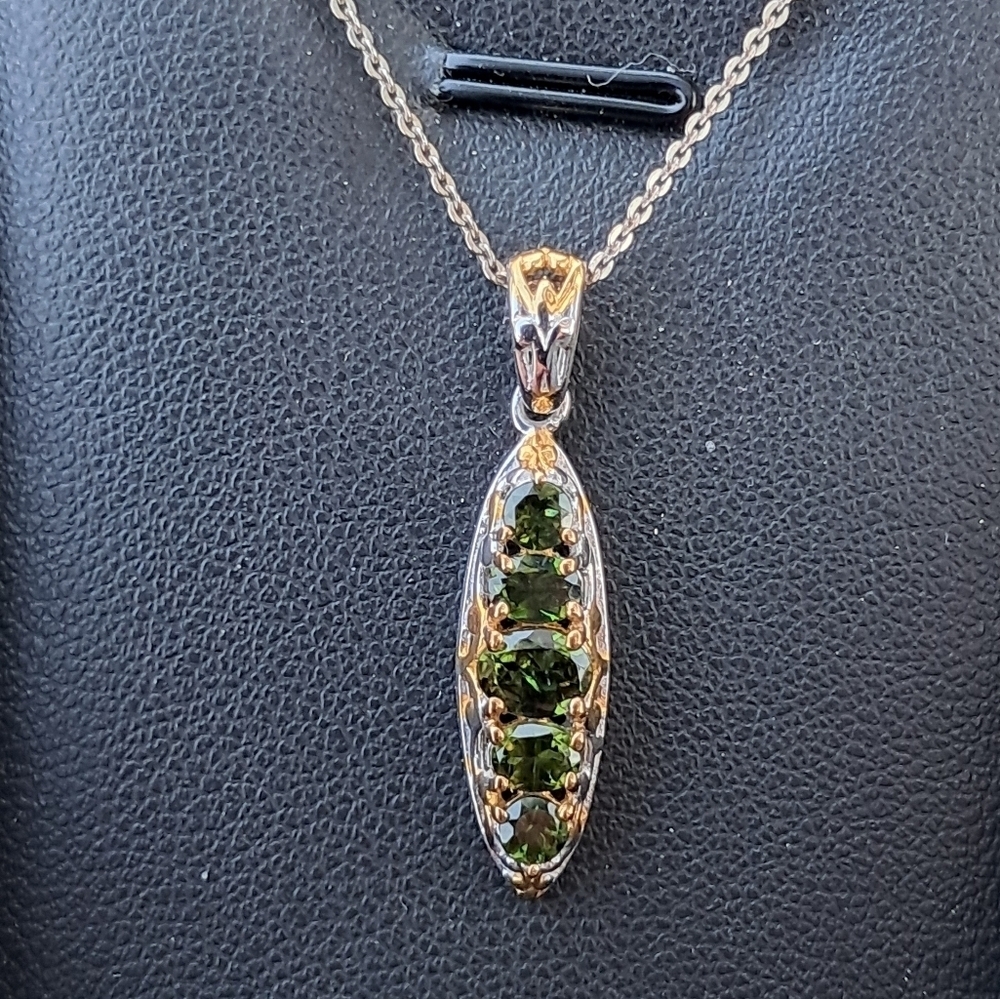 Tanzanian Chrome Tourmaline Elongated Pendant & Necklace.